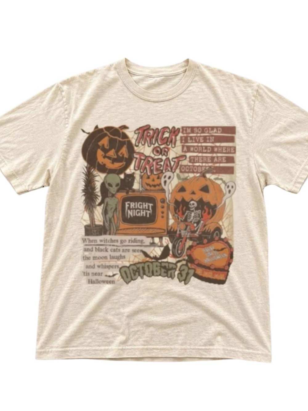 Cream Halloween Trick or Treat Graphic Tee